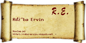 Rába Ervin névjegykártya